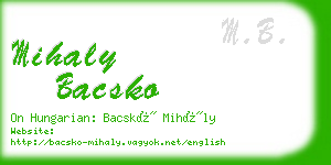 mihaly bacsko business card